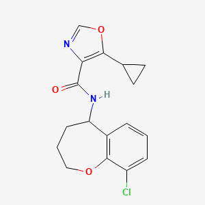 molecular formula C17H17ClN2O3 B6792293 N-(9-chloro-2,3,4,5-tetrahydro-1-benzoxepin-5-yl)-5-cyclopropyl-1,3-oxazole-4-carboxamide 