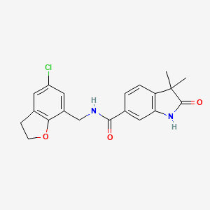 molecular formula C20H19ClN2O3 B6792320 N-[(5-chloro-2,3-dihydro-1-benzofuran-7-yl)methyl]-3,3-dimethyl-2-oxo-1H-indole-6-carboxamide 