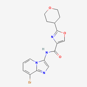 molecular formula C16H15BrN4O3 B6792750 N-(8-bromoimidazo[1,2-a]pyridin-3-yl)-2-(oxan-4-yl)-1,3-oxazole-4-carboxamide 