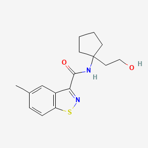 molecular formula C16H20N2O2S B6792781 N-[1-(2-hydroxyethyl)cyclopentyl]-5-methyl-1,2-benzothiazole-3-carboxamide 
