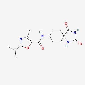 molecular formula C16H22N4O4 B6792869 N-(2,4-dioxo-1,3-diazaspiro[4.5]decan-8-yl)-4-methyl-2-propan-2-yl-1,3-oxazole-5-carboxamide 