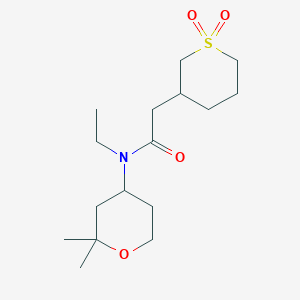 molecular formula C16H29NO4S B6792987 N-(2,2-dimethyloxan-4-yl)-2-(1,1-dioxothian-3-yl)-N-ethylacetamide 