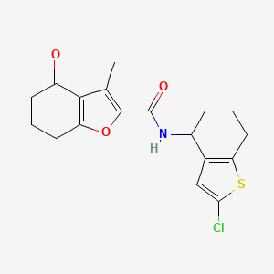 molecular formula C18H18ClNO3S B6793086 N-(2-chloro-4,5,6,7-tetrahydro-1-benzothiophen-4-yl)-3-methyl-4-oxo-6,7-dihydro-5H-1-benzofuran-2-carboxamide 