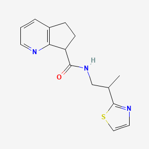 molecular formula C15H17N3OS B6793090 N-[2-(1,3-thiazol-2-yl)propyl]-6,7-dihydro-5H-cyclopenta[b]pyridine-7-carboxamide 