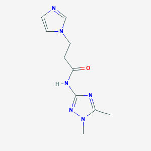 molecular formula C10H14N6O B6793098 N-(1,5-dimethyl-1,2,4-triazol-3-yl)-3-imidazol-1-ylpropanamide 