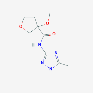 molecular formula C10H16N4O3 B6793104 N-(1,5-dimethyl-1,2,4-triazol-3-yl)-3-methoxyoxolane-3-carboxamide 