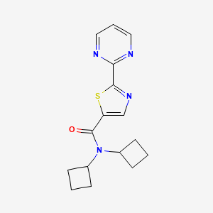 molecular formula C16H18N4OS B6793150 N,N-di(cyclobutyl)-2-pyrimidin-2-yl-1,3-thiazole-5-carboxamide 
