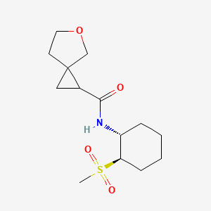 molecular formula C14H23NO4S B6793204 N-[(1R,2R)-2-methylsulfonylcyclohexyl]-5-oxaspiro[2.4]heptane-2-carboxamide 