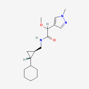molecular formula C17H27N3O2 B6793381 N-[[(1R,2S)-2-cyclohexylcyclopropyl]methyl]-2-methoxy-2-(1-methylpyrazol-4-yl)acetamide 