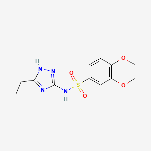 molecular formula C12H14N4O4S B6793639 N-(5-ethyl-1H-1,2,4-triazol-3-yl)-2,3-dihydro-1,4-benzodioxine-6-sulfonamide 