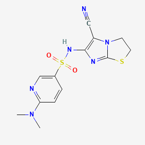 molecular formula C13H14N6O2S2 B6793645 N-(5-cyano-2,3-dihydroimidazo[2,1-b][1,3]thiazol-6-yl)-6-(dimethylamino)pyridine-3-sulfonamide 