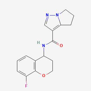 molecular formula C16H16FN3O2 B6793693 N-(8-fluoro-3,4-dihydro-2H-chromen-4-yl)-5,6-dihydro-4H-pyrrolo[1,2-b]pyrazole-3-carboxamide 