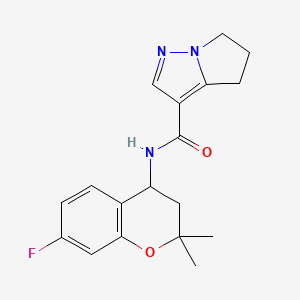 molecular formula C18H20FN3O2 B6793751 N-(7-fluoro-2,2-dimethyl-3,4-dihydrochromen-4-yl)-5,6-dihydro-4H-pyrrolo[1,2-b]pyrazole-3-carboxamide 