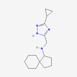 molecular formula C16H26N4 B6793867 N-[(3-cyclopropyl-1H-1,2,4-triazol-5-yl)methyl]spiro[4.5]decan-4-amine 