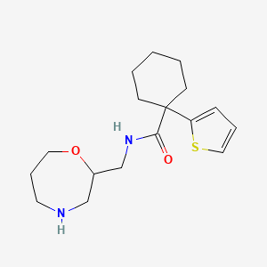 molecular formula C17H26N2O2S B6793936 N-(1,4-oxazepan-2-ylmethyl)-1-thiophen-2-ylcyclohexane-1-carboxamide 
