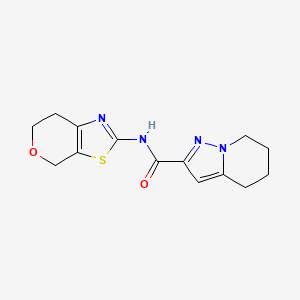 molecular formula C14H16N4O2S B6793980 N-(6,7-dihydro-4H-pyrano[4,3-d][1,3]thiazol-2-yl)-4,5,6,7-tetrahydropyrazolo[1,5-a]pyridine-2-carboxamide 