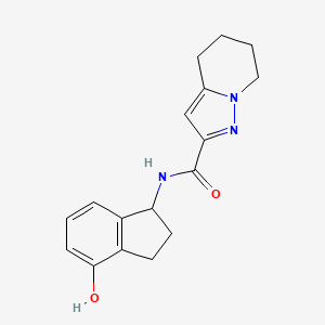 molecular formula C17H19N3O2 B6793983 N-(4-hydroxy-2,3-dihydro-1H-inden-1-yl)-4,5,6,7-tetrahydropyrazolo[1,5-a]pyridine-2-carboxamide 