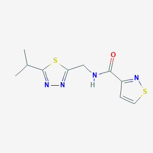 molecular formula C10H12N4OS2 B6794062 N-[(5-propan-2-yl-1,3,4-thiadiazol-2-yl)methyl]-1,2-thiazole-3-carboxamide 