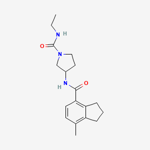 molecular formula C18H25N3O2 B6794092 N-ethyl-3-[(7-methyl-2,3-dihydro-1H-indene-4-carbonyl)amino]pyrrolidine-1-carboxamide 