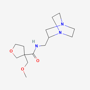 molecular formula C14H25N3O3 B6794127 N-(1,4-diazabicyclo[2.2.2]octan-2-ylmethyl)-3-(methoxymethyl)oxolane-3-carboxamide 