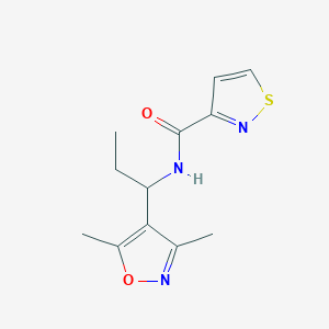 molecular formula C12H15N3O2S B6794138 N-[1-(3,5-dimethyl-1,2-oxazol-4-yl)propyl]-1,2-thiazole-3-carboxamide 
