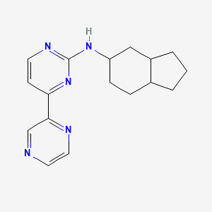 molecular formula C17H21N5 B6794187 N-(2,3,3a,4,5,6,7,7a-octahydro-1H-inden-5-yl)-4-pyrazin-2-ylpyrimidin-2-amine 