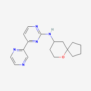 molecular formula C17H21N5O B6794220 N-(6-oxaspiro[4.5]decan-9-yl)-4-pyrazin-2-ylpyrimidin-2-amine 