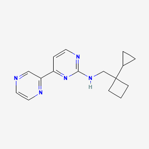 molecular formula C16H19N5 B6794233 N-[(1-cyclopropylcyclobutyl)methyl]-4-pyrazin-2-ylpyrimidin-2-amine 