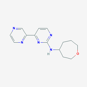 molecular formula C14H17N5O B6794254 N-(oxepan-4-yl)-4-pyrazin-2-ylpyrimidin-2-amine 