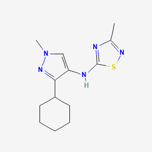 molecular formula C13H19N5S B6794409 N-(3-cyclohexyl-1-methylpyrazol-4-yl)-3-methyl-1,2,4-thiadiazol-5-amine 