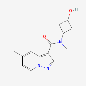 molecular formula C14H17N3O2 B6794412 N-(3-hydroxycyclobutyl)-N,5-dimethylpyrazolo[1,5-a]pyridine-3-carboxamide 