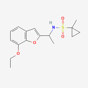 molecular formula C16H21NO4S B6794847 N-[1-(7-ethoxy-1-benzofuran-2-yl)ethyl]-1-methylcyclopropane-1-sulfonamide 