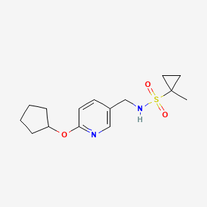 molecular formula C15H22N2O3S B6794954 N-[(6-cyclopentyloxypyridin-3-yl)methyl]-1-methylcyclopropane-1-sulfonamide 