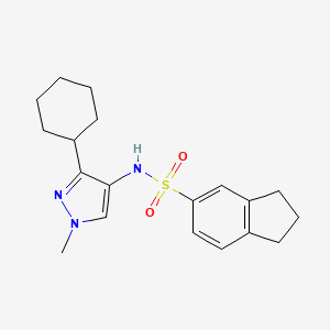 molecular formula C19H25N3O2S B6794961 N-(3-cyclohexyl-1-methylpyrazol-4-yl)-2,3-dihydro-1H-indene-5-sulfonamide 