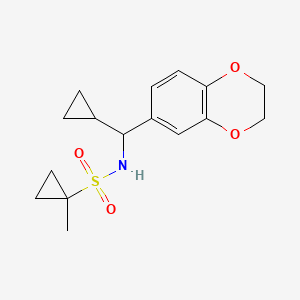 molecular formula C16H21NO4S B6795002 N-[cyclopropyl(2,3-dihydro-1,4-benzodioxin-6-yl)methyl]-1-methylcyclopropane-1-sulfonamide 