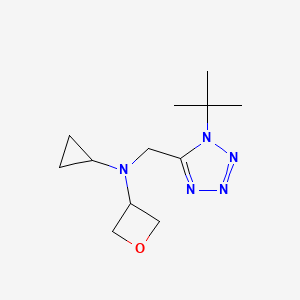 molecular formula C12H21N5O B6795031 N-[(1-tert-butyltetrazol-5-yl)methyl]-N-cyclopropyloxetan-3-amine 