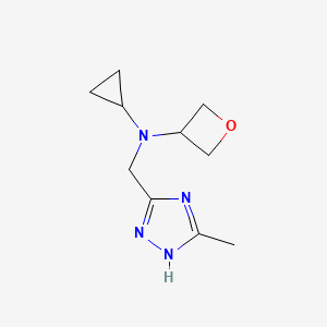 molecular formula C10H16N4O B6795036 N-cyclopropyl-N-[(5-methyl-1H-1,2,4-triazol-3-yl)methyl]oxetan-3-amine 
