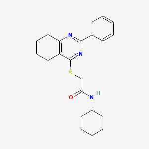 molecular formula C22H27N3OS B6795068 N-cyclohexyl-2-[(2-phenyl-5,6,7,8-tetrahydroquinazolin-4-yl)sulfanyl]acetamide 