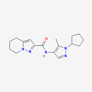 molecular formula C17H23N5O B6795142 N-(1-cyclopentyl-5-methylpyrazol-4-yl)-4,5,6,7-tetrahydropyrazolo[1,5-a]pyridine-2-carboxamide 
