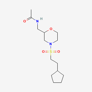 molecular formula C14H26N2O4S B6795148 N-[[4-(2-cyclopentylethylsulfonyl)morpholin-2-yl]methyl]acetamide 