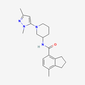 molecular formula C21H28N4O B6795154 N-[1-(2,5-dimethylpyrazol-3-yl)piperidin-3-yl]-7-methyl-2,3-dihydro-1H-indene-4-carboxamide 