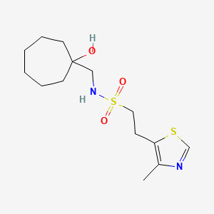 molecular formula C14H24N2O3S2 B6795179 N-[(1-hydroxycycloheptyl)methyl]-2-(4-methyl-1,3-thiazol-5-yl)ethanesulfonamide 