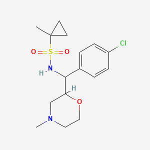 molecular formula C16H23ClN2O3S B6795282 N-[(4-chlorophenyl)-(4-methylmorpholin-2-yl)methyl]-1-methylcyclopropane-1-sulfonamide 