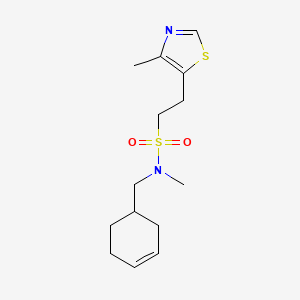 molecular formula C14H22N2O2S2 B6795337 N-(cyclohex-3-en-1-ylmethyl)-N-methyl-2-(4-methyl-1,3-thiazol-5-yl)ethanesulfonamide 