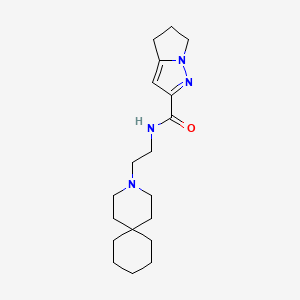 molecular formula C19H30N4O B6795418 N-[2-(3-azaspiro[5.5]undecan-3-yl)ethyl]-5,6-dihydro-4H-pyrrolo[1,2-b]pyrazole-2-carboxamide 