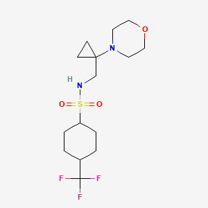 molecular formula C15H25F3N2O3S B6795436 N-[(1-morpholin-4-ylcyclopropyl)methyl]-4-(trifluoromethyl)cyclohexane-1-sulfonamide 