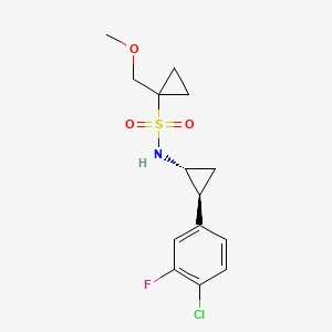 molecular formula C14H17ClFNO3S B6795489 N-[(1R,2S)-2-(4-chloro-3-fluorophenyl)cyclopropyl]-1-(methoxymethyl)cyclopropane-1-sulfonamide 