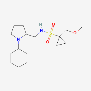 molecular formula C16H30N2O3S B6795495 N-[(1-cyclohexylpyrrolidin-2-yl)methyl]-1-(methoxymethyl)cyclopropane-1-sulfonamide 