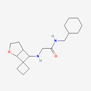 molecular formula C18H30N2O2 B6795501 N-(cyclohexylmethyl)-2-(spiro[2-oxabicyclo[3.2.0]heptane-7,1'-cyclobutane]-6-ylamino)acetamide 