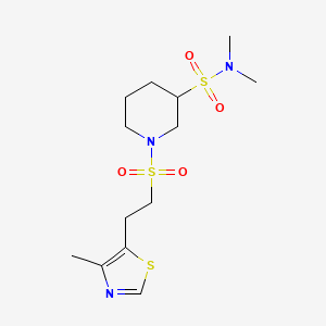 molecular formula C13H23N3O4S3 B6795577 N,N-dimethyl-1-[2-(4-methyl-1,3-thiazol-5-yl)ethylsulfonyl]piperidine-3-sulfonamide 